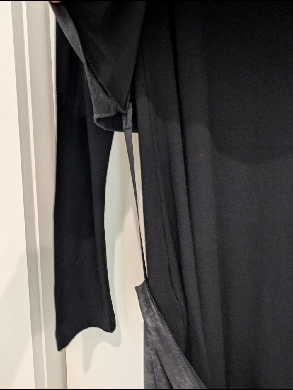 Cop.Copine Black and Charcoal Asymmetric Draped Long-Sleeve Dress - Picture 8 of 9
